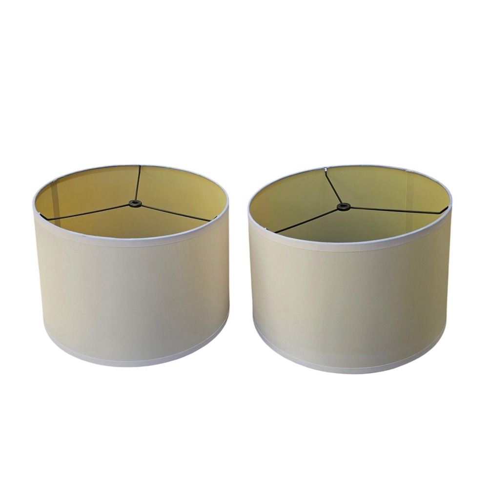 Restoration Hardware Silk Drum Lamp Shade 14x10 Cream Set of Two Minimalist